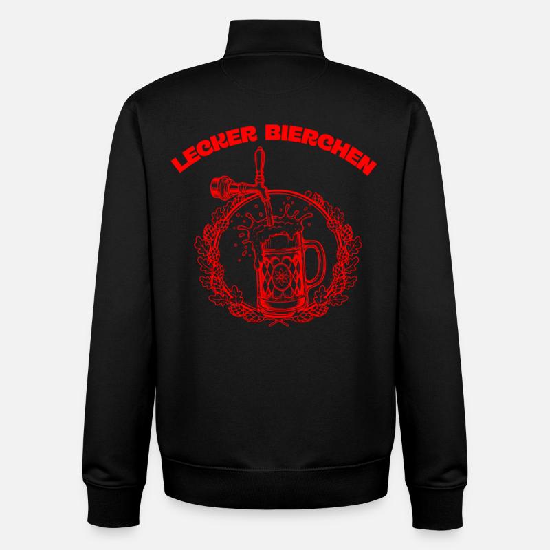 Funny beer gift – "Lecker Bierchen" - Unisex Organic Zip Sweatshirt by Stanley/Stella - black