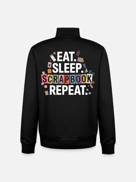 Eat Sleep Scrapbook Repeat - Unisex Organic Zip Sweatshirt by Stanley/Stella - black