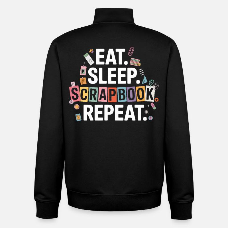 Eat Sleep Scrapbook Repeat - Unisex Organic Zip Sweatshirt von Stanley/Stella - Schwarz
