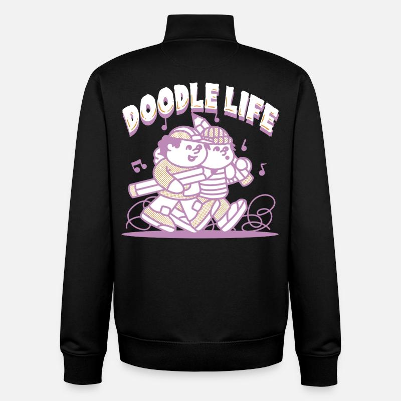 Doodle Life Doodle Drawing - Unisex Organic Zip Sweatshirt by Stanley/Stella - black