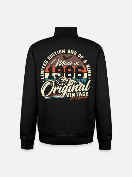 40e anniversaire Rétro Cadeau 1986 - Sweat zippé unisexe en coton bio Stanley/Stella - noir