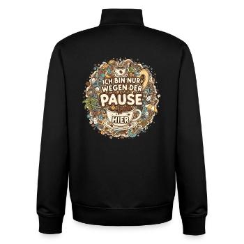 Je suis là juste pour la pause – café - Sweat zippé unisexe en coton bio Stanley/Stella - noir - Dos - AI Model Male 185 light (185cm)