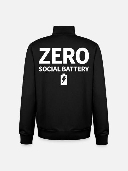 Zero Social Battery Battery Empty Introvert - Unisex Organic Zip Sweatshirt by Stanley/Stella - black