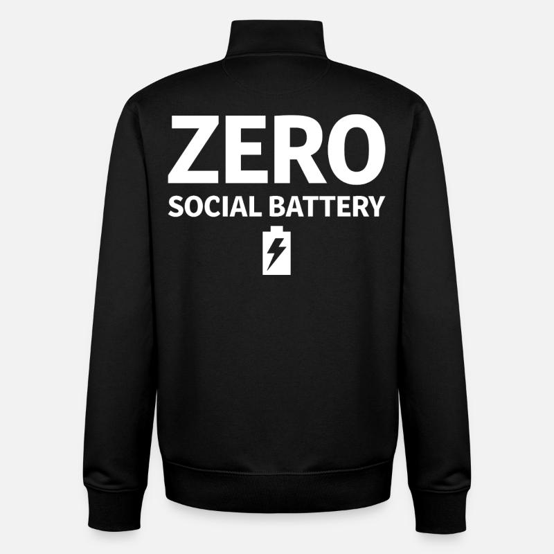Introverti sans pile sociale - Sweat zippé unisexe en coton bio Stanley/Stella - noir