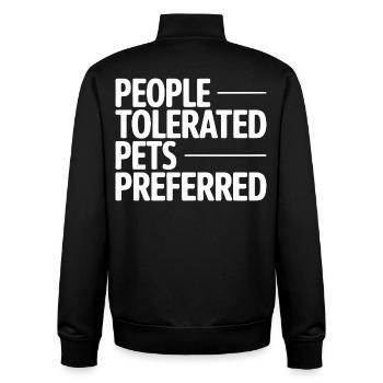 People Tolerated Pets Preferred Humor - Unisex Organic Zip Sweatshirt by Stanley/Stella - black - Back - AI Model Male 185 light (185cm)