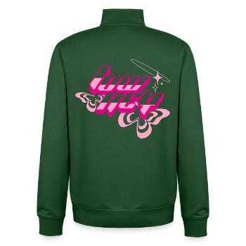 Texte glam néon des années 80 - Sweat zippé unisexe en coton bio Stanley/Stella - vert bouteille - Dos - AI Model Male 185 dark (185cm)