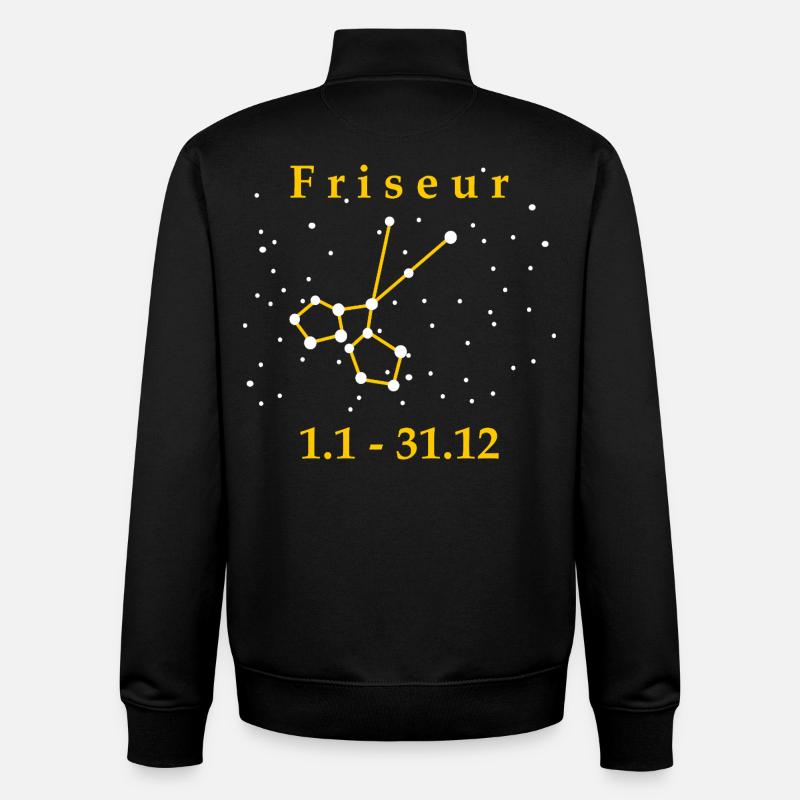 Coiffeur Zodiac Cadeau Coiffeur - Sweat zippé unisexe en coton bio Stanley/Stella - noir