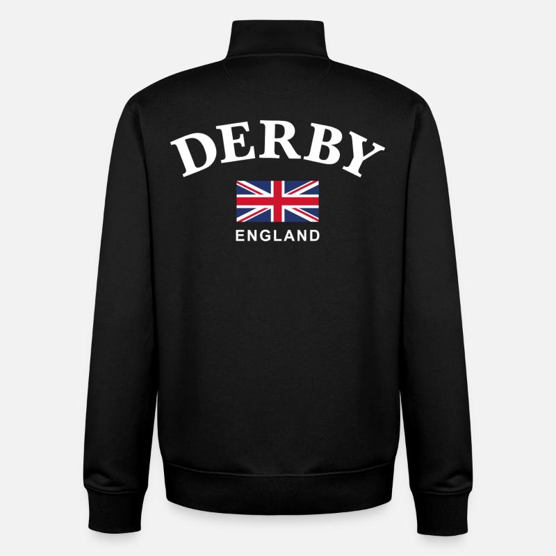Derby, Angleterre - Sweat zippé unisexe en coton bio Stanley/Stella - noir