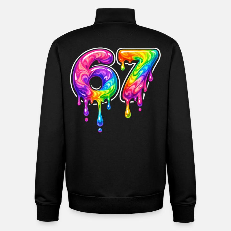 67 Six Meme Seven Alpha Slang - Sweat zippé unisexe en coton bio Stanley/Stella - noir