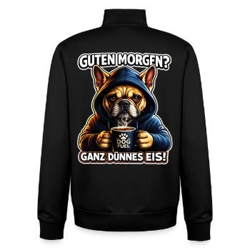  Guten Morgen Ganz dünnes Eis  - Unisex Organic Zip Sweatshirt von Stanley/Stella - Schwarz - Hinten - AI Model Male 185 light (185cm)