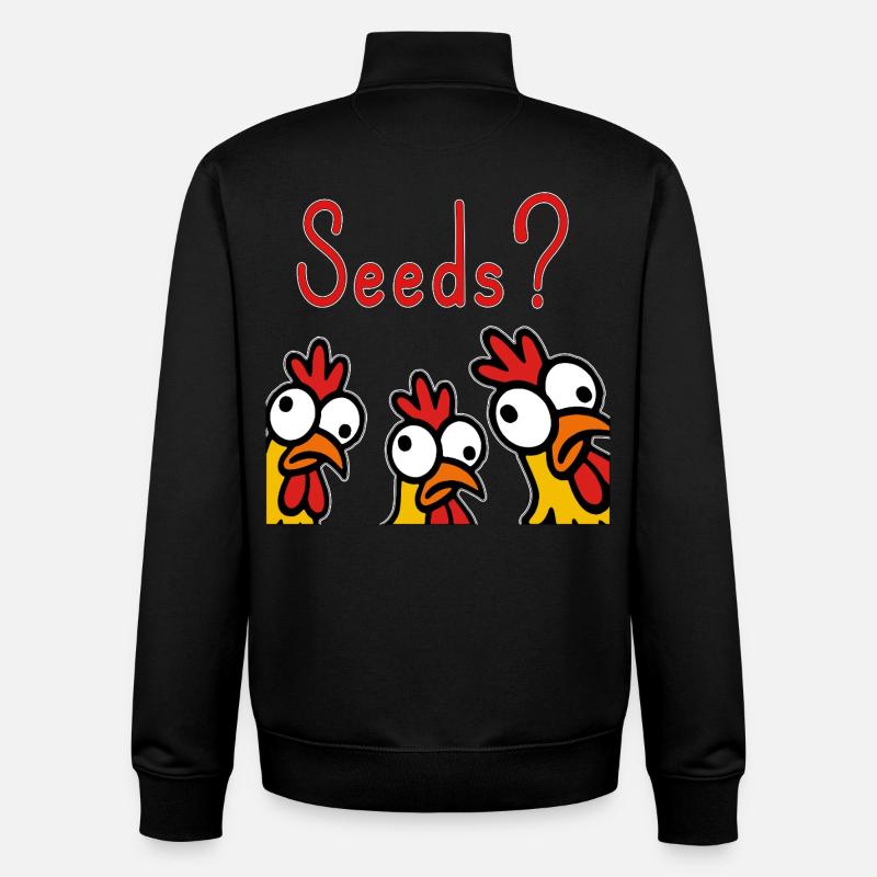 Crazy Chickens Eating Grains Hobby - Unisex Organic Zip Sweatshirt by Stanley/Stella - black