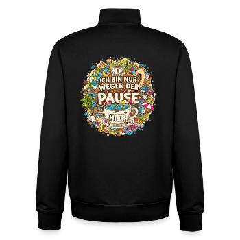 Je suis là juste pour la pause – café - Sweat zippé unisexe en coton bio Stanley/Stella - noir - Dos - AI Model Male 185 light (185cm)