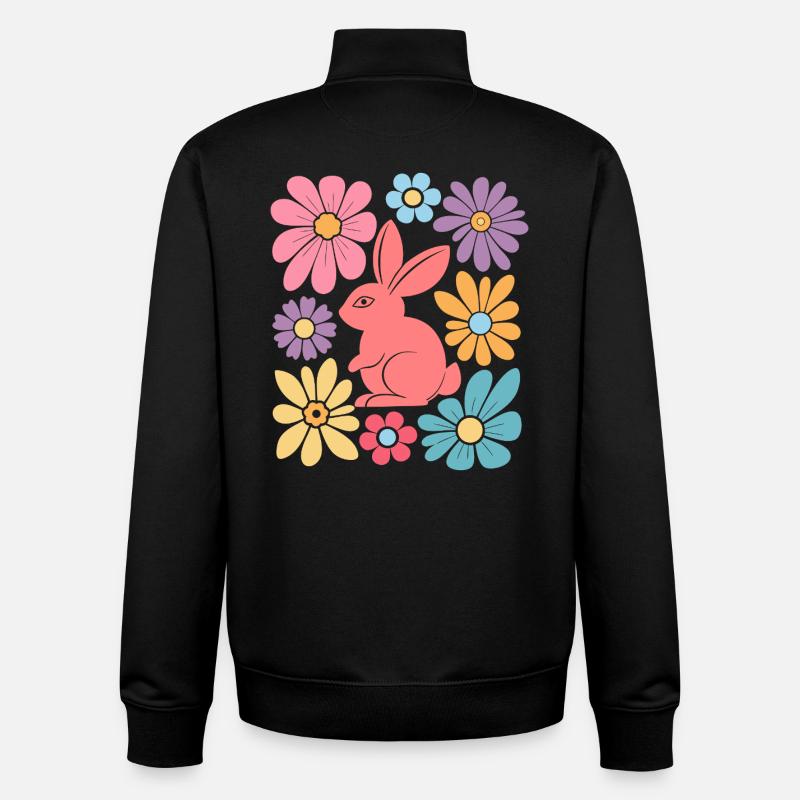 Happy Easter Bunny Boho - Unisex Organic Zip Sweatshirt by Stanley/Stella - black