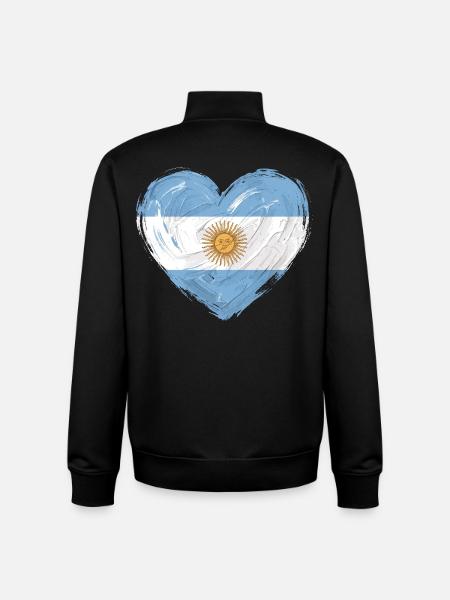 Argentina Flag Heart Fußball Fußball - Unisex Organic Zip Sweatshirt von Stanley/Stella - Schwarz