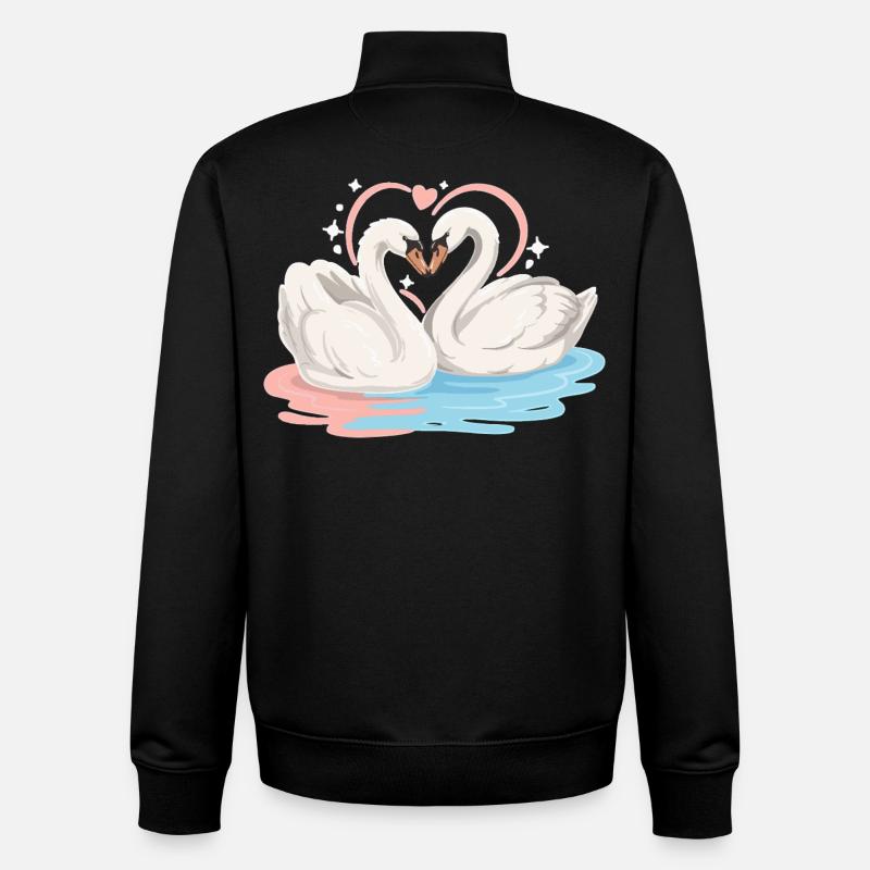 Cœur de cygne dans l’eau - Sweat zippé unisexe en coton bio Stanley/Stella - noir