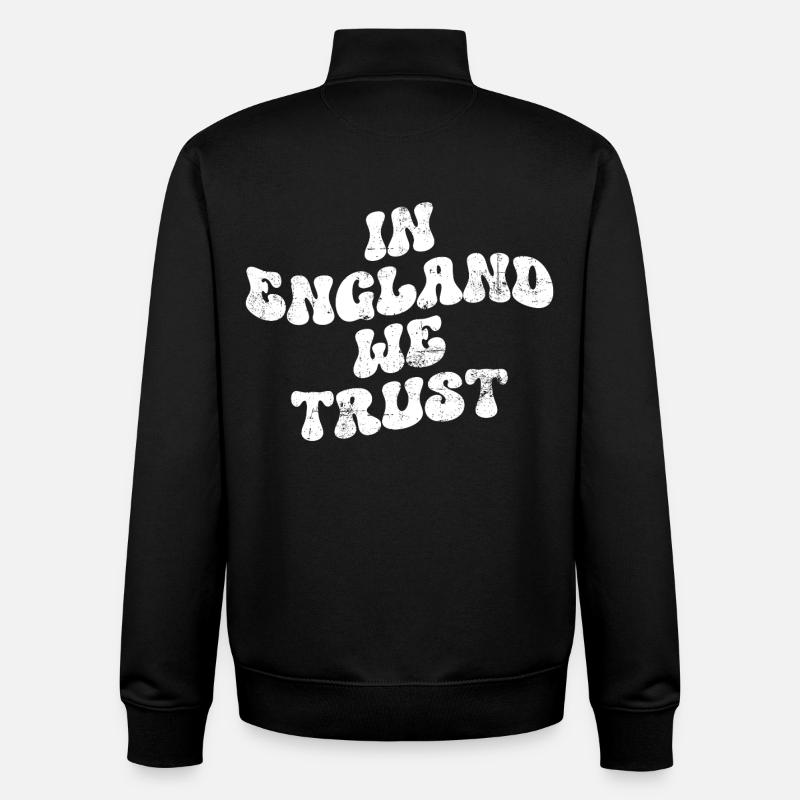 En Angleterre, nous faisons confiance - Sweat zippé unisexe en coton bio Stanley/Stella - noir