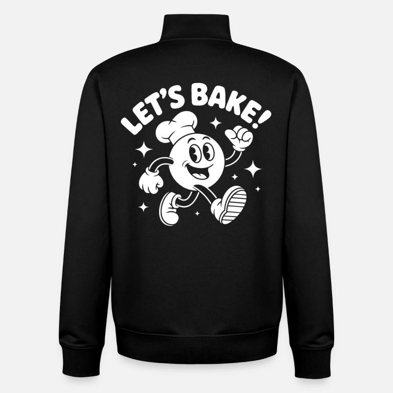 Let's Bake! Cartoon Cookie Character - Unisex Organic Zip Sweatshirt by Stanley/Stella - black