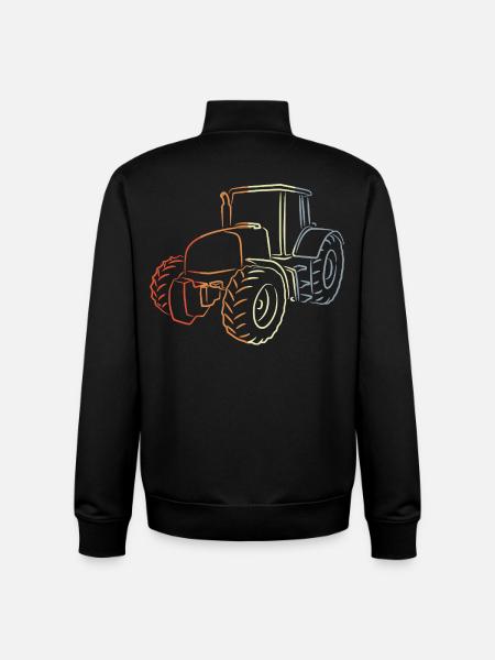 Retro Traktor Skizze - Unisex Organic Zip Sweatshirt von Stanley/Stella - Schwarz