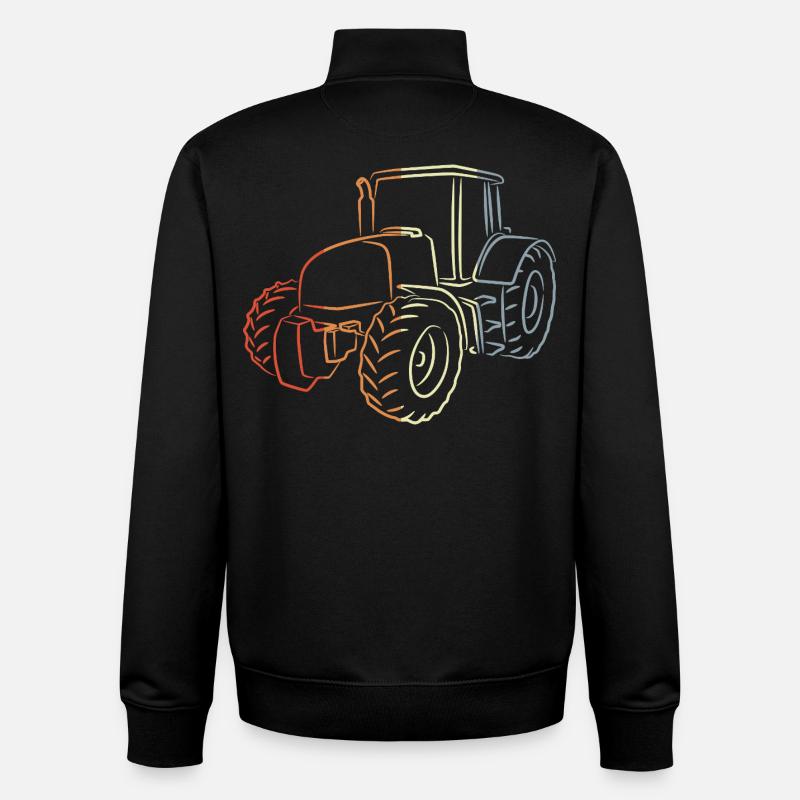 Retro Traktor Skizze - Unisex Organic Zip Sweatshirt von Stanley/Stella - Schwarz