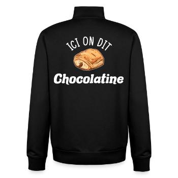 Chocolatine Humour Pain au Chocolat South West - Unisex Organic Zip Sweatshirt by Stanley/Stella - black - Back - AI Model Male 185 light (185cm)