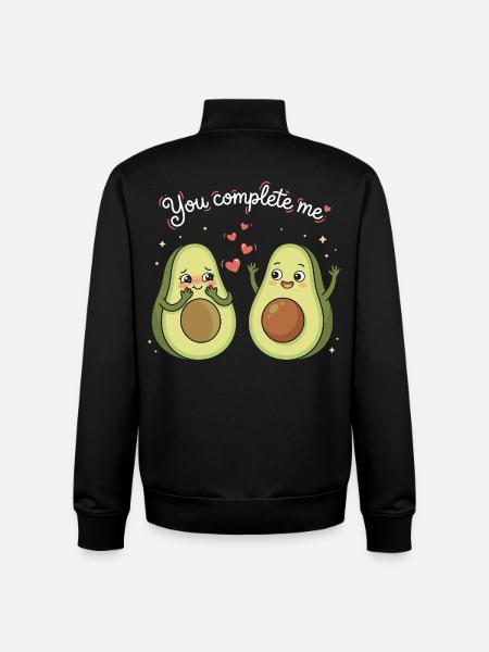 Lavocado - you complete me - Avocado Love - Unisex Organic Zip Sweatshirt by Stanley/Stella - black