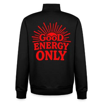 Bonne énergie Seulement des vibrations positives Soleil - Sweat zippé unisexe en coton bio Stanley/Stella - noir - Dos - AI Model Male 185 light (185cm)