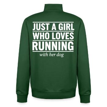 Girl Loves Running With Her Dog - Unisex Organic Zip Sweatshirt von Stanley/Stella - Flaschengrün - Hinten - AI Model Male 185 dark (185cm)