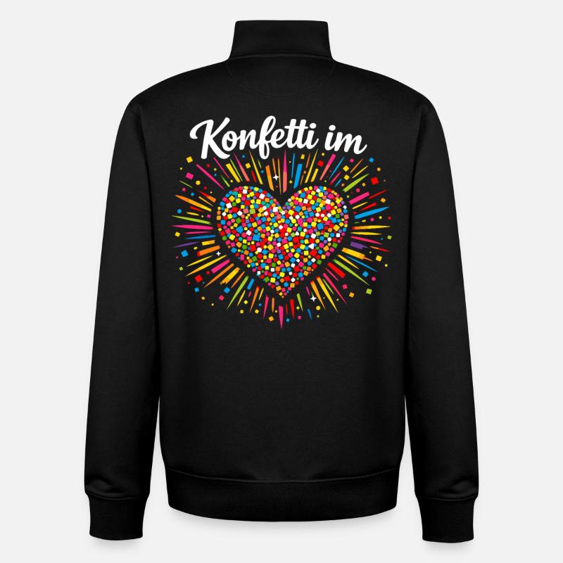 Konfetti Im Herzen Karneval Geschenk - Unisex Organic Zip Sweatshirt von Stanley/Stella - Schwarz