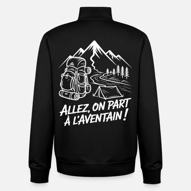 Aventure Backpacking Randonnée - Sweat zippé unisexe en coton bio Stanley/Stella - noir