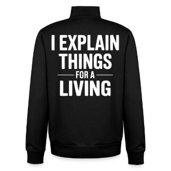 I Explain Things for a Living Design - Unisex Organic Zip Sweatshirt von Stanley/Stella - Schwarz - Hinten - AI Model Male 185 light (185cm)
