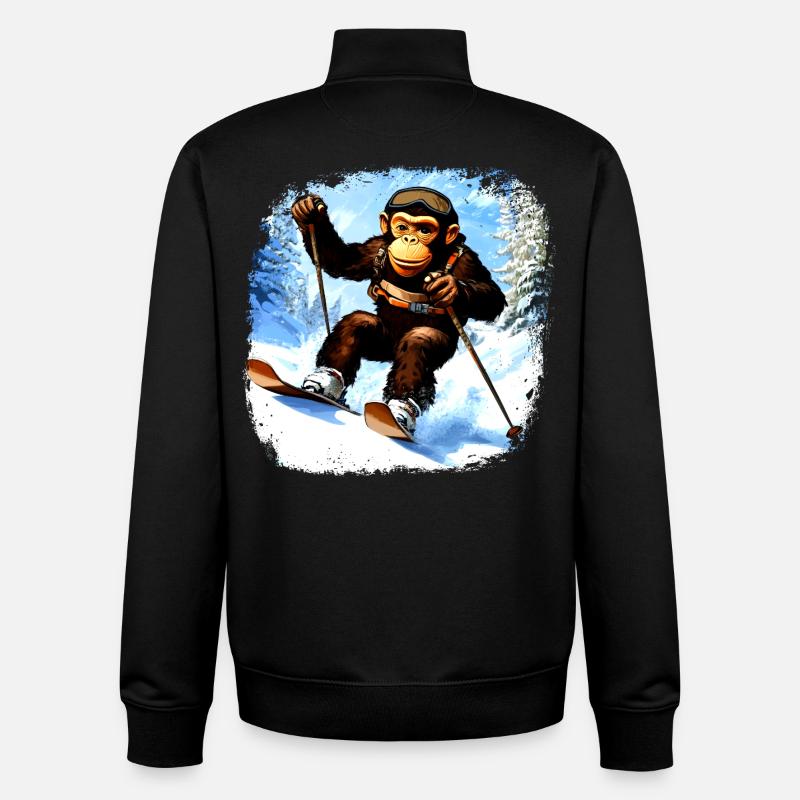 Ski de singe - Sweat zippé unisexe en coton bio Stanley/Stella - noir