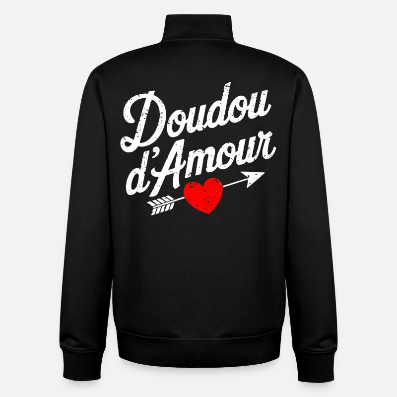 Doudou D'amour Saint valentin Couple - Sweat zippé unisexe en coton bio Stanley/Stella - noir