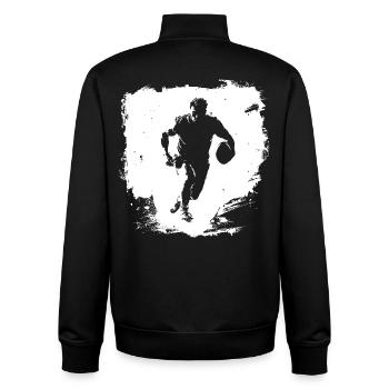 Art de rue du rugby - Sweat zippé unisexe en coton bio Stanley/Stella - noir - Dos - AI Model Male 185 light (185cm)