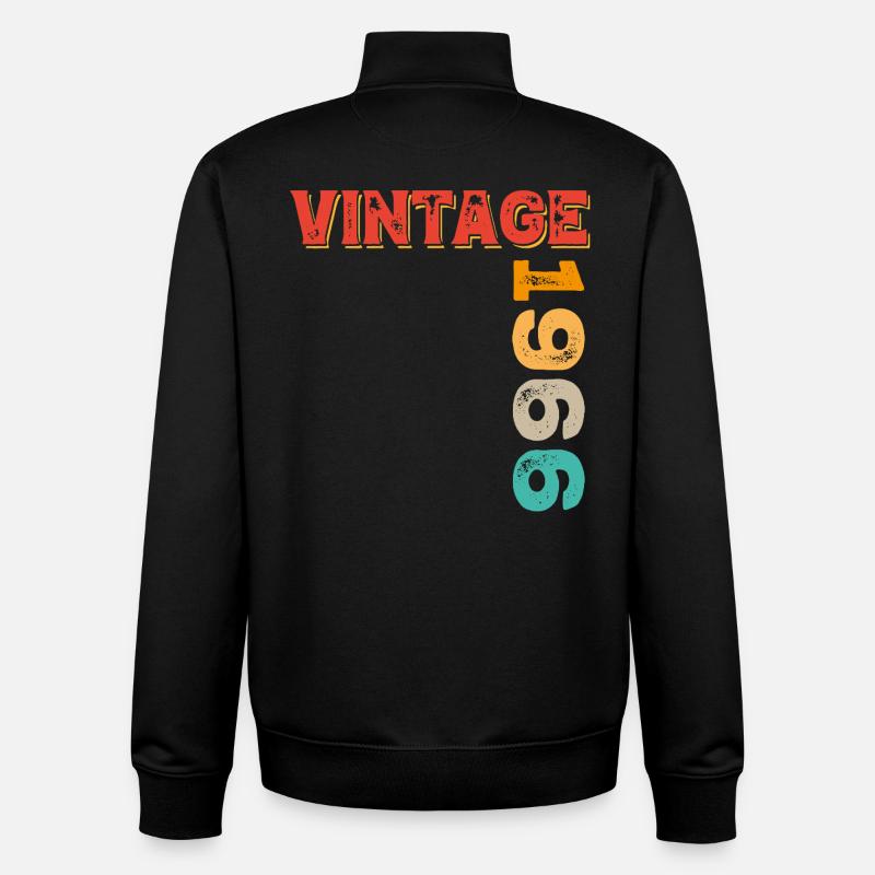 Millésime 1966 - Sweat zippé unisexe en coton bio Stanley/Stella - noir