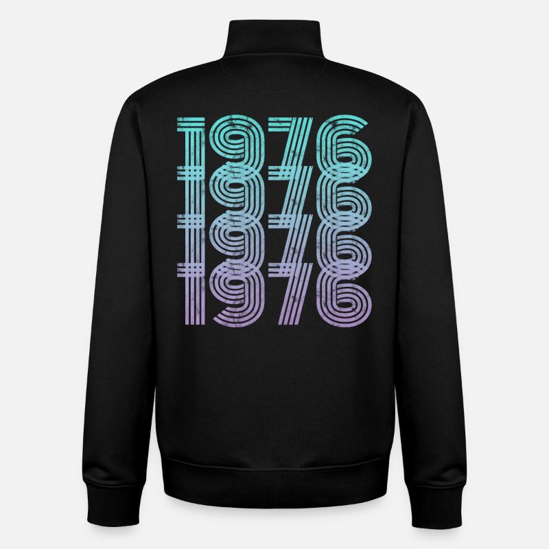 Millésime 1976 - Sweat zippé unisexe en coton bio Stanley/Stella - noir