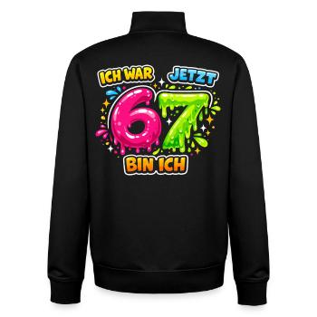 67 Six Seven Meme Gen Alpha Gift - Unisex Organic Zip Sweatshirt by Stanley/Stella - black - Back - AI Model Male 185 light (185cm)