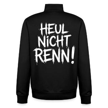 Heul nicht Renn! - Unisex Organic Zip Sweatshirt von Stanley/Stella - Schwarz - Hinten - AI Model Male 185 light (185cm)