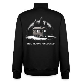 Alle Räume freigeschaltet | Tiny House - Unisex Organic Zip Sweatshirt von Stanley/Stella - Schwarz - Hinten - AI Model Male 185 light (185cm)