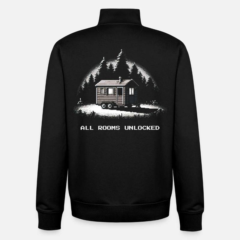 Alle Räume freigeschaltet | Tiny House - Unisex Organic Zip Sweatshirt von Stanley/Stella - Schwarz