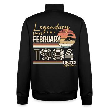 Februar 1984 Jubiläum 1984 Legends Februar - Unisex Organic Zip Sweatshirt von Stanley/Stella - Schwarz - Hinten - AI Model Male 185 light (185cm)