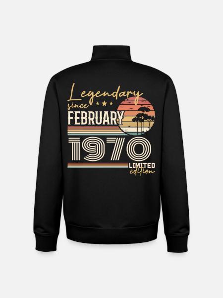 February 1970 Anniversary 1970 Legends February - Unisex Organic Zip Sweatshirt by Stanley/Stella - black