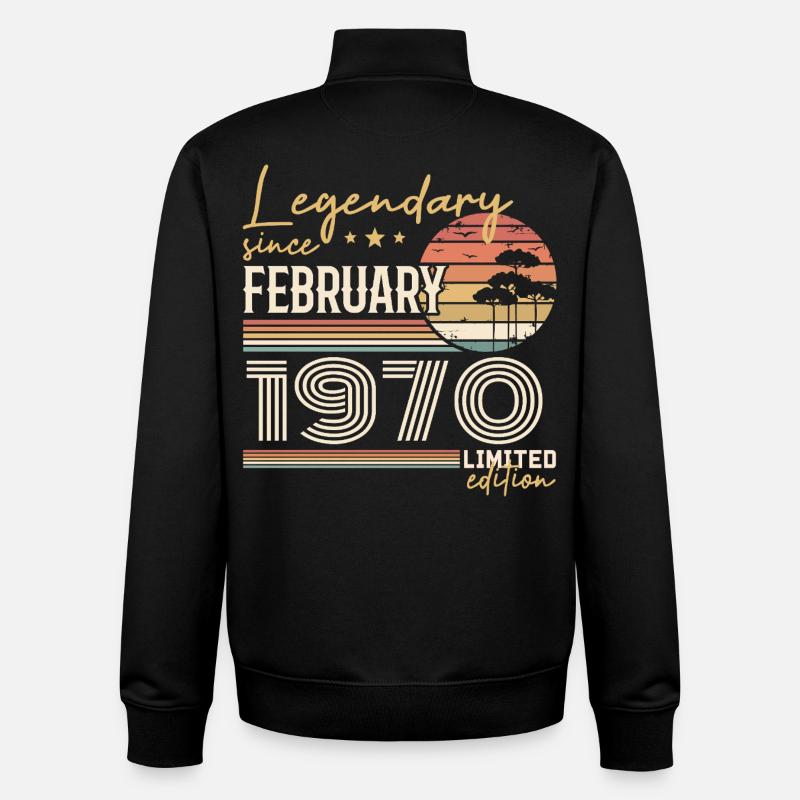 Février 1970 anniversaire 1970 légendes Février - Sweat zippé unisexe en coton bio Stanley/Stella - noir