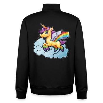 Regenbogen-Einhorn auf Wolke - Unisex Organic Zip Sweatshirt von Stanley/Stella - Schwarz - Hinten - AI Model Male 185 light (185cm)