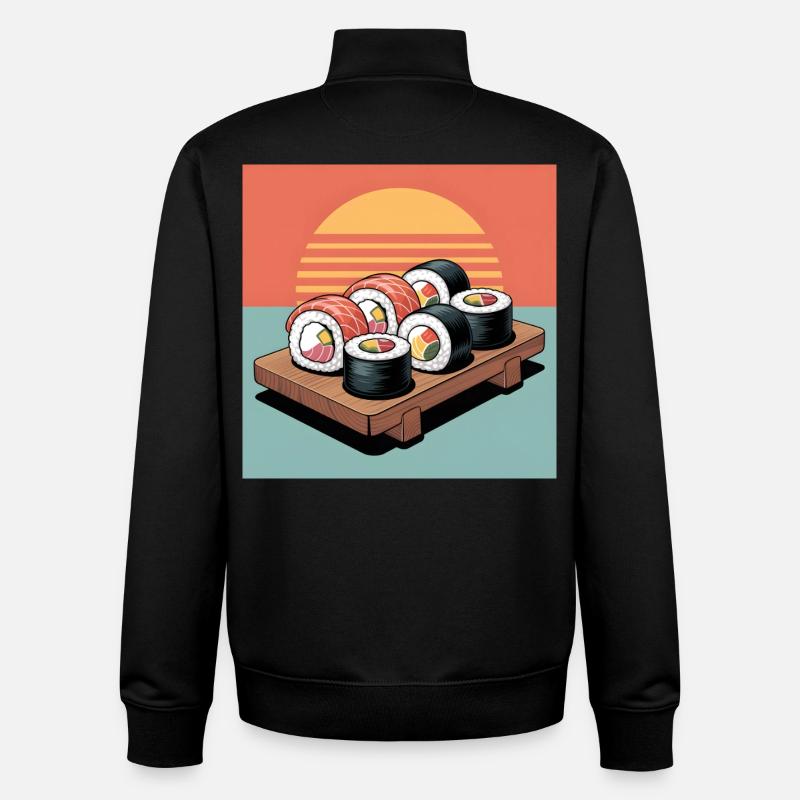 sushi - Sweat zippé unisexe en coton bio Stanley/Stella - noir