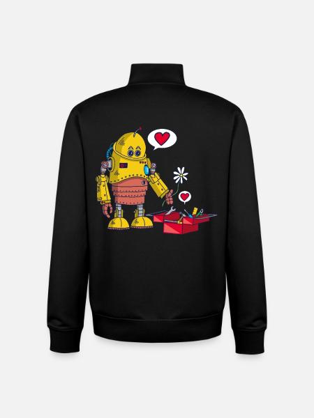 Le robot et l'amour - Sweat zippé unisexe en coton bio Stanley/Stella - noir