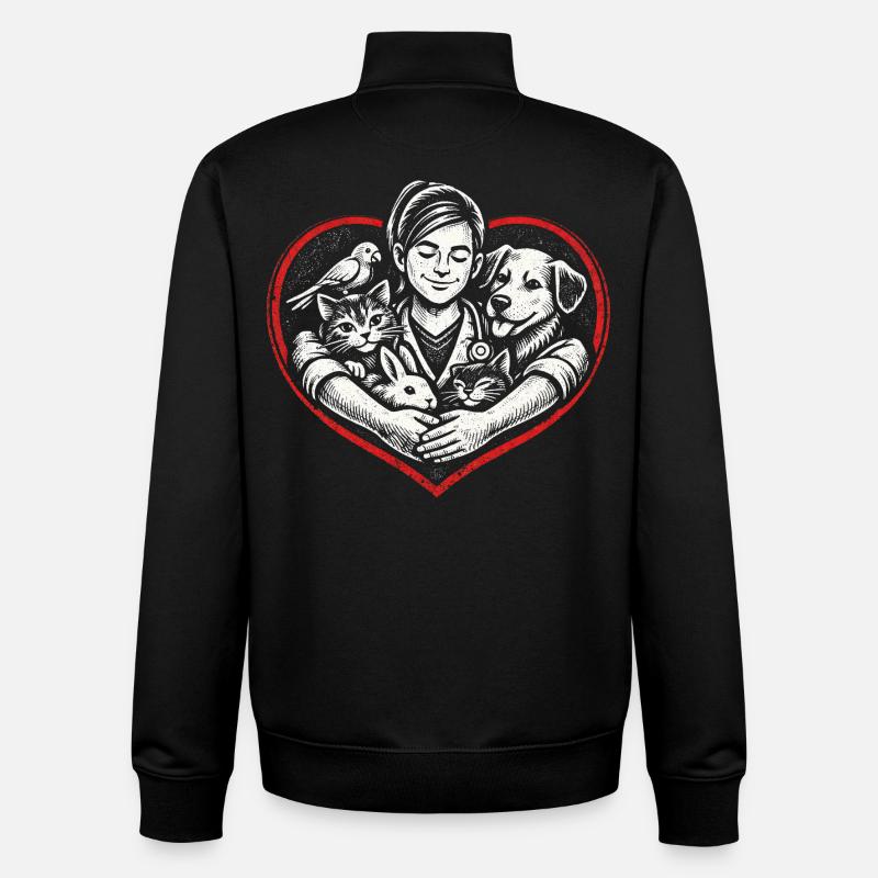 Vétérinaire Vétérinaire - Sweat zippé unisexe en coton bio Stanley/Stella - noir