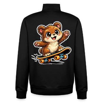 Kuschelbär Skateboard-Abenteuer - Unisex Organic Zip Sweatshirt von Stanley/Stella - Schwarz - Hinten - AI Model Male 185 light (185cm)