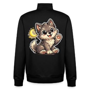 Mondnacht Wolfchen Kuschelpfote - Unisex Organic Zip Sweatshirt von Stanley/Stella - Schwarz - Hinten - AI Model Male 185 light (185cm)