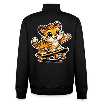 Aventure mignonne sur skateboard tigre - Sweat zippé unisexe en coton bio Stanley/Stella - noir - Dos - AI Model Male 185 light (185cm)
