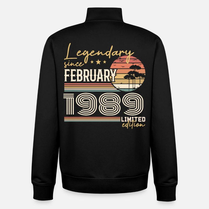 Février 1989 anniversaire 1989 légendes Février - Sweat zippé unisexe en coton bio Stanley/Stella - noir